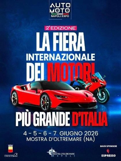 seconda edizione di Automoto Napoli expo, la fiera dei motori a due e quattro ruote più importante d’Italia che avrà luogo alla Mostra d’Oltremare di Napoli da giovedì 4 fino a domenica 7 giugno