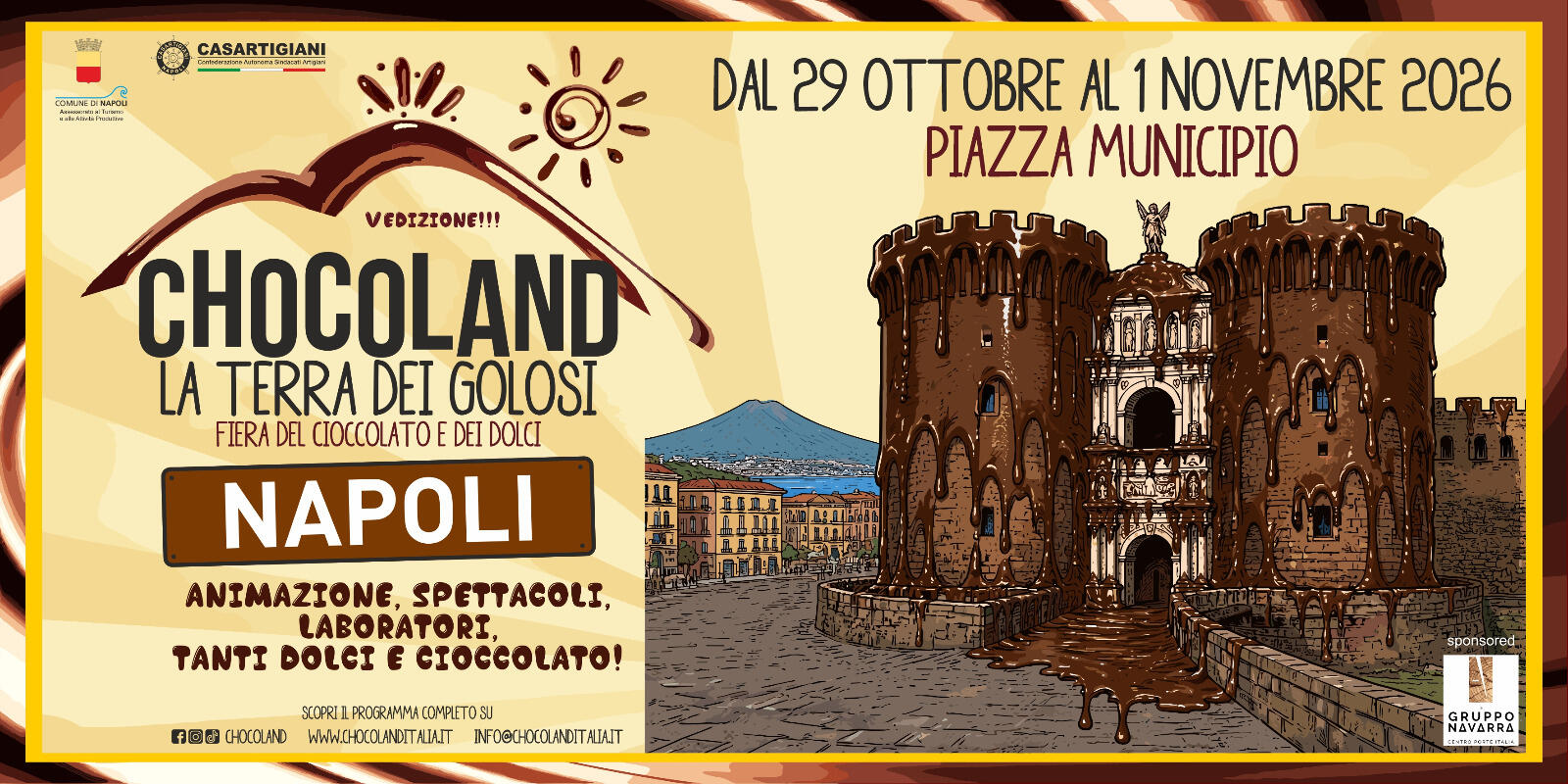 Torna nel cuore di Napoli l'appuntamento più goloso e atteso dell'autunno. Chocoland - La Terra dei Golosi, Fiera del Cioccolato e dei Dolci, celebra la sua V Edizione